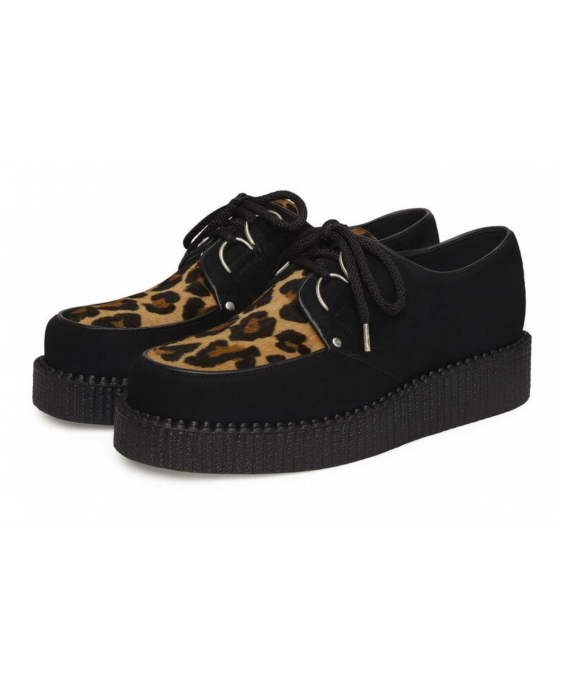 Creepers in black suede and oversized leopard cowhide – Nevermind