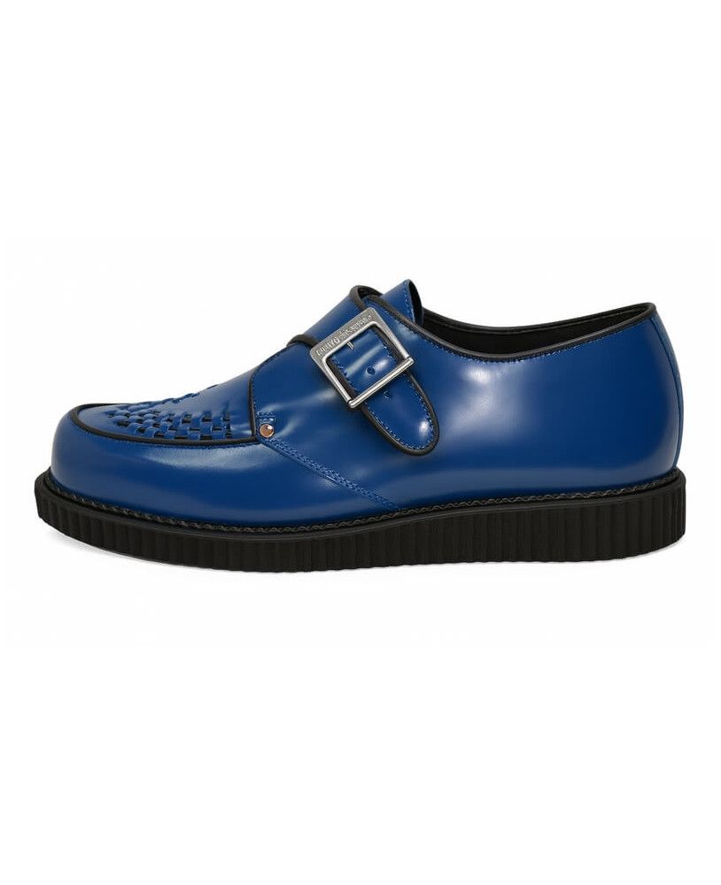 Zapatos creeper de cuero azul con hebilla metálica – Nevermind