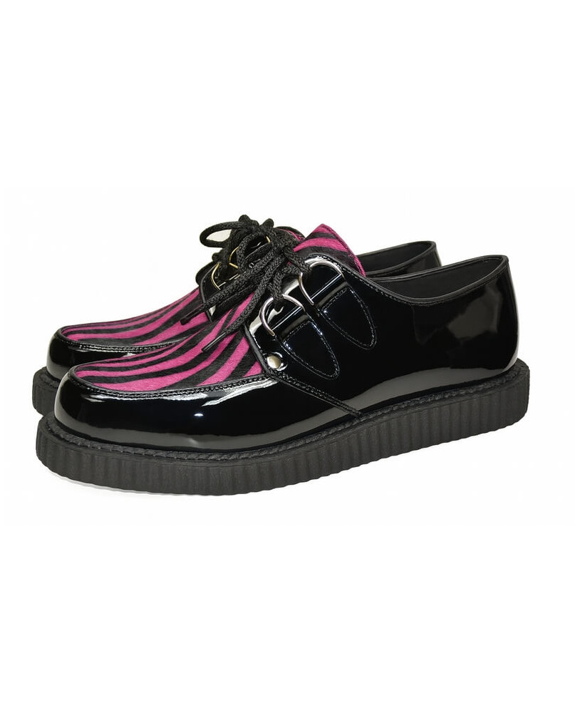 Black patent creepers with pink zebra cowhide – Nevermind