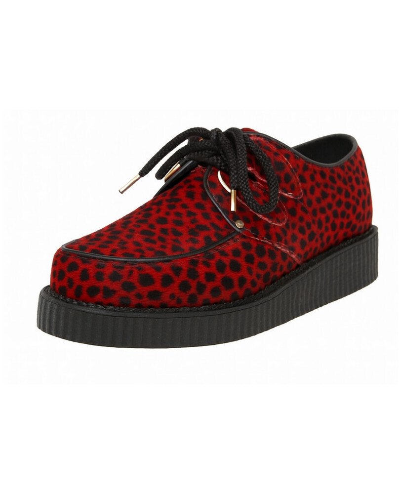 Red and black leopard print creepers in cowhide – Nevermind