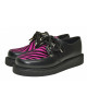 Creepers Nevermind schwarzes Glattleder & Zebra Fuchsia – einfache Sohle.