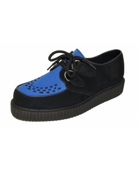 Creepers Nevermind black & electric blue suede – single black rubber sole.