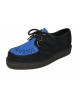 Creepers Nevermind black & electric blue suede – single black rubber sole.