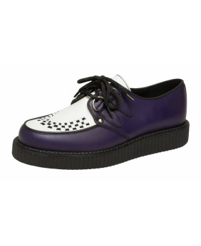 Creepers Nevermind pelle viola & bianco – suola semplice.