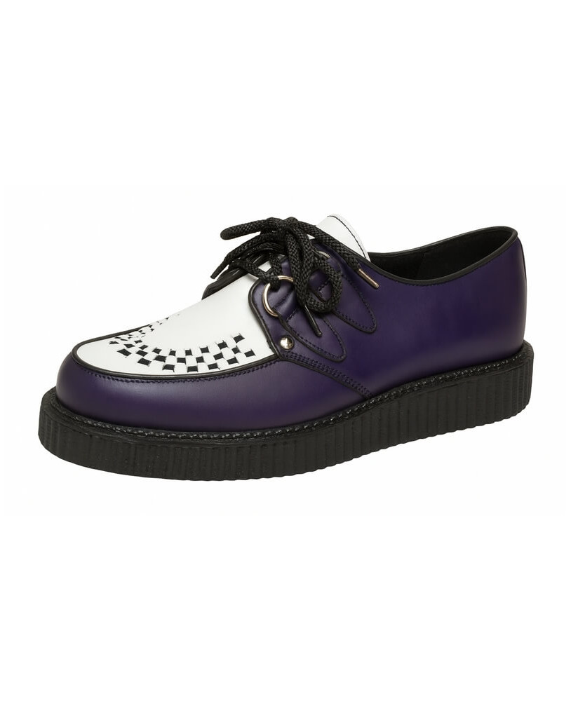Creepers Nevermind purple & white leather – single sole.