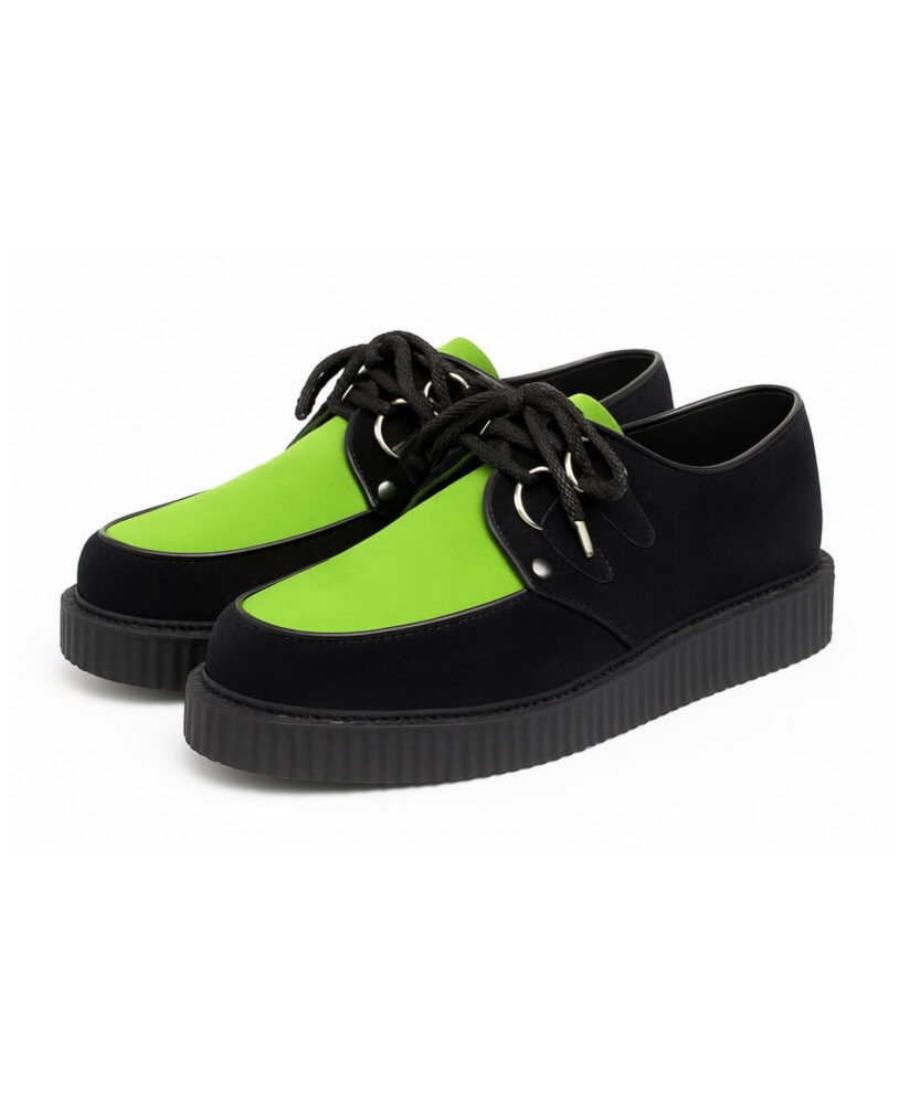Creepers Nevermind Wildleder schwarz & neon-grün – einfache Sohle.