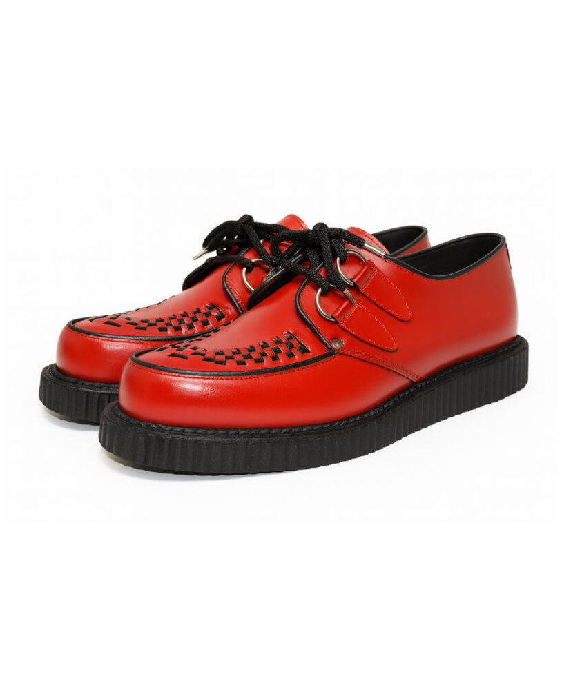 Creepers Nevermind rotes Leder – einfache schwarze Sohle.