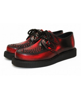 Red leather creepers with burnt effect – Nevermind