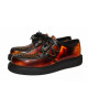 Creepers Nevermind oxblood leather fire effect – single black rubber sole.