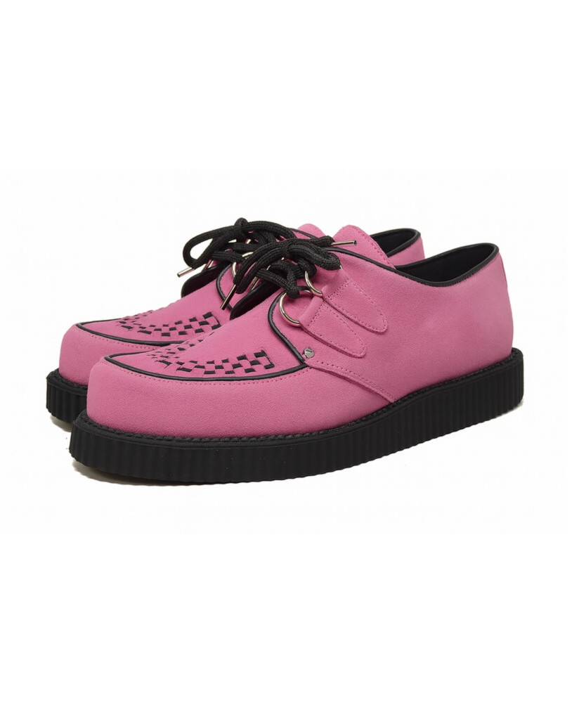 Creepers Nevermind ante rosa – suela simple goma negra.