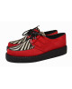 Creepers Nevermind Rot mit Zebra-Rinderfell, einfache Gummisohle.