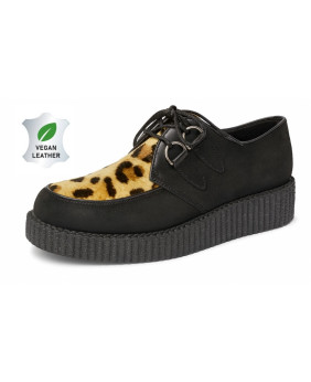 Creepers Nevermind semelle simple vegan suédé noir et imitation fourrure lynx – style éthique, sauvage et intemporel.