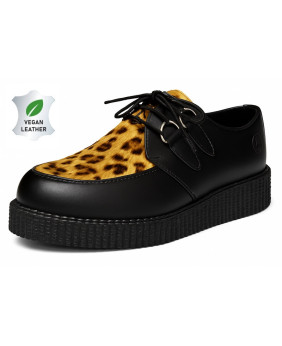 Creepers Nevermind semelle simple en cuir vegan noir et motif lynx – héritage rock et esprit sauvage.