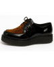 Creepers suola semplice vernice nera pelliccia leopardata