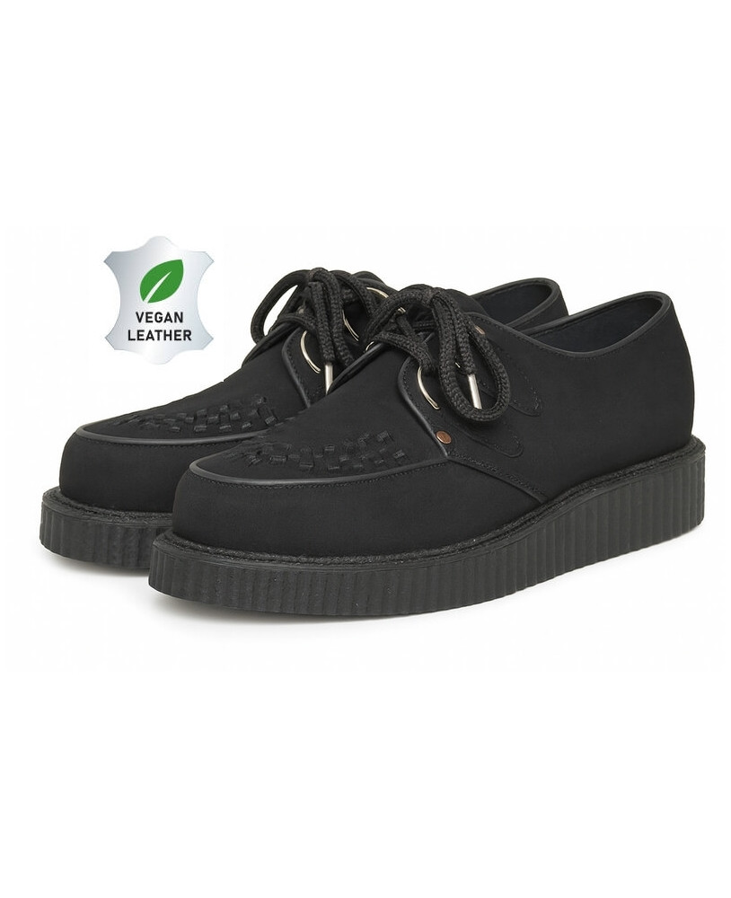 Creepers Nevermind cuir vegan noir – simple semelle gomme noire.