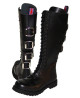 Rangers 20 œillets cuir noir avec boucles métalliques, au style gothique et underground.