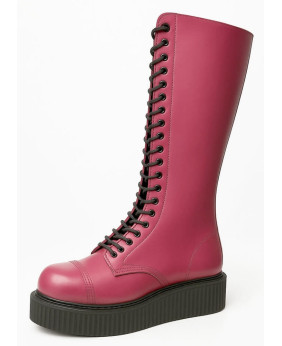 Modèle présenté : rangers rose en cuir Nevermind avec semelle creepers noire