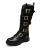 Nevermind 20-eyelet rangers in black leather with 5 buckles – seamless vamp model.