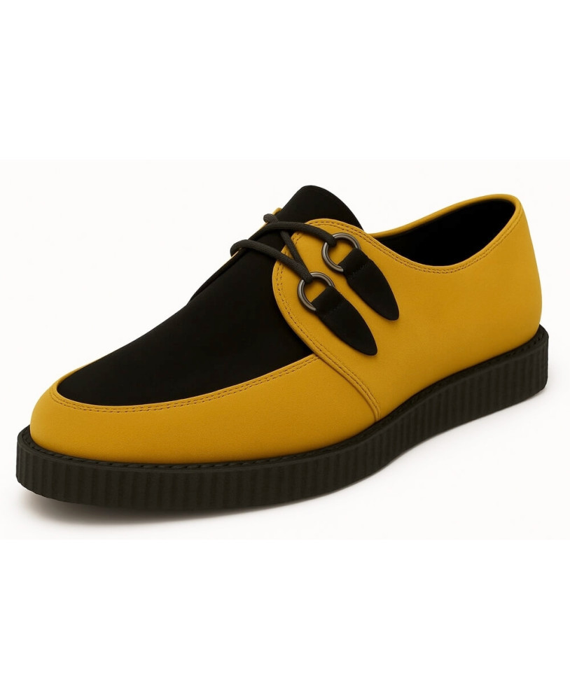 Creepers a punta di Nevermind in nabuk giallo e nero, con suola in gomma da 3 cm