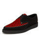 Creepers en nubuck noir avec empeigne en rouge léopard, semelle noire de 3 cm – modèle Nevermind.