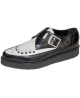 Nevermind pointed toe creepers in black and white leather with metal buckle.
