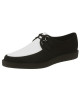 Two-tone pointed creepers in black and white nubuck with a 3 cm rubber sole