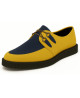 Creepers a punta in nabuk blu navy e giallo, con suola in gomma da 3 cm