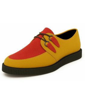 Spitz zulaufende Creepers von Nevermind in Koralle und Gelb, 3 cm Gummisohle