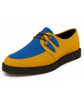 Creepers Nevermind à bout pointu, en nubuck bleu et jaune, semelle gomme 3 cm