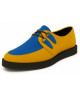 Creepers Nevermind à bout pointu, en nubuck bleu et jaune, semelle gomme 3 cm