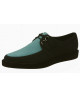 Pointed creepers in black and aqua nubuck with simple 3 cm rubber sole.