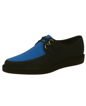 Creepers con punta en nubuck negro y azul océano con suela simple de goma de 3 cm.