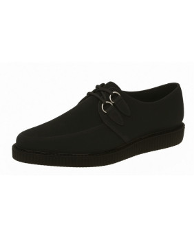 Creepers pointue 100 % nubuck noir avec semelle simple en gomme de 3 cm.
