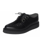 Black pointed-toe creeper shoe by Nevermind – handmade from genuine leather with a 3 cm thick sole.