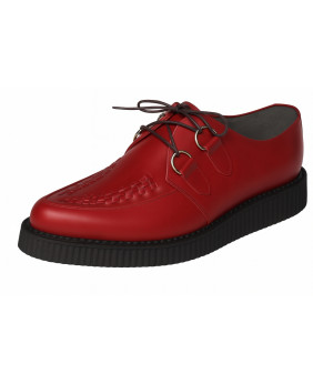 Fuego red pointed-toe creeper shoe by Nevermind – handmade from genuine leather with a 3 cm thick sole.