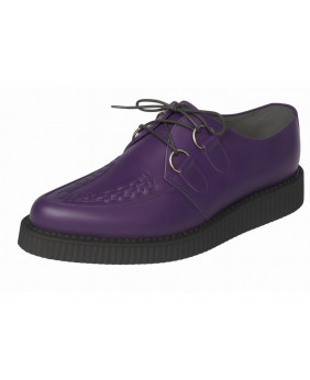 Chaussure creeper violette Nevermind à bout pointu – modèle en cuir véritable fabriqué artisanalement.