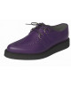 Purple pointed-toe creeper shoe by Nevermind – handmade from genuine leather with a 3 cm thick sole.