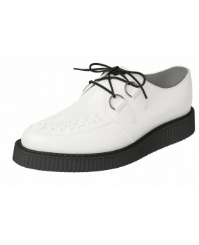 Chaussure creeper blanche Nevermind à bout pointu – modèle en cuir véritable fabriqué artisanalement.