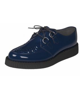 Creepers vernis navy à bout pointu – cuir brillant, semelle 3 cm, Nevermind.