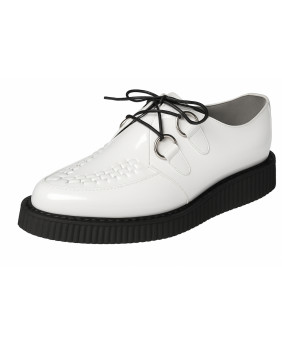 Creepers blanches en cuir verni à bout pointu – Nevermind, semelle 3 cm.