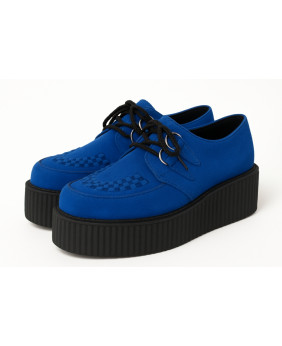 Creepers double semelle 5 cm en suède bleu royal avec tressage – Nevermind