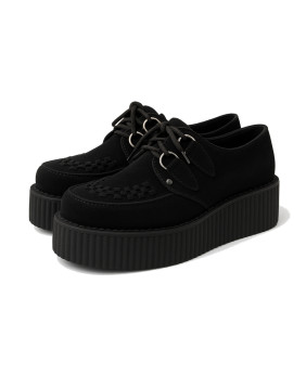 Creepers en suédine noire avec double semelle de 5 cm et tressage ton sur ton – Nevermind
