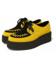 Creepers à double semelle en suède citron et noir avec tressage jaune contrasté – Nevermind