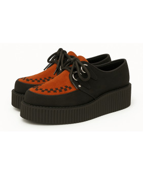 Creepers double semelle en suède noir et muscat avec tressage noir contrasté – Nevermind