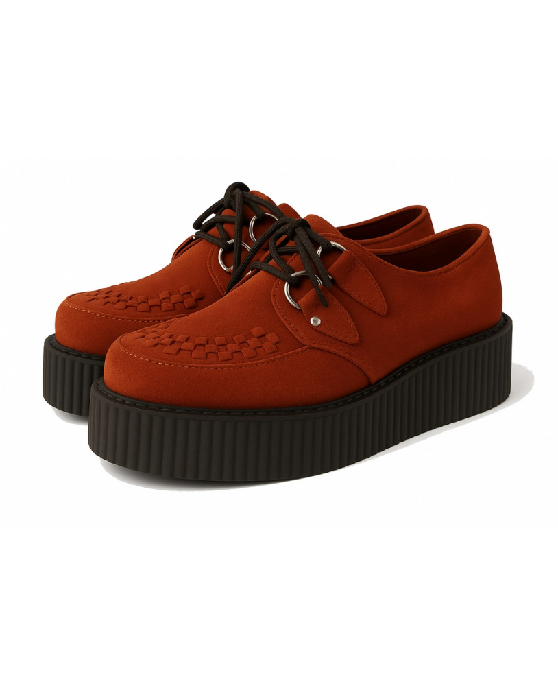 Creepers con doppia suola in suede muscat con intreccio tono su tono – Nevermind