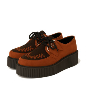 Creepers double semelle en suède muscat et noir avec tressage bicolore – Nevermind