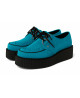Creepers con doppia suola in suede turchese con intreccio tono su tono – Nevermind