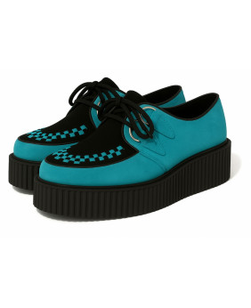 Nevermind Creepers Modell in Türkis & Schwarz mit 5 cm Doppelsohle.