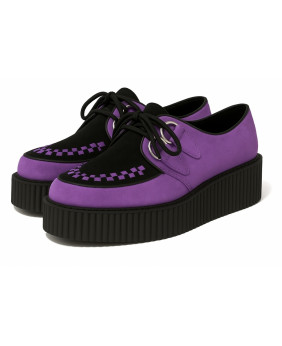 Modèle Creepers Nevermind lavande & noir à semelle double de 5 cm.