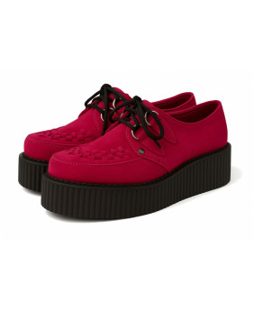 Creepers Nevermind en suédine rouge framboise à semelle épaisse 5 cm.